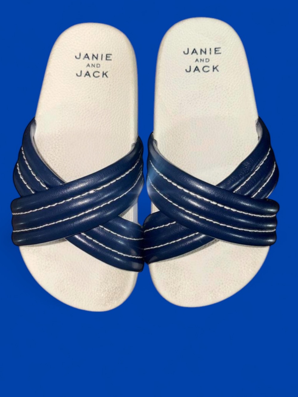 Janie and Jack Navy Crisscross Slide Sandals size 10